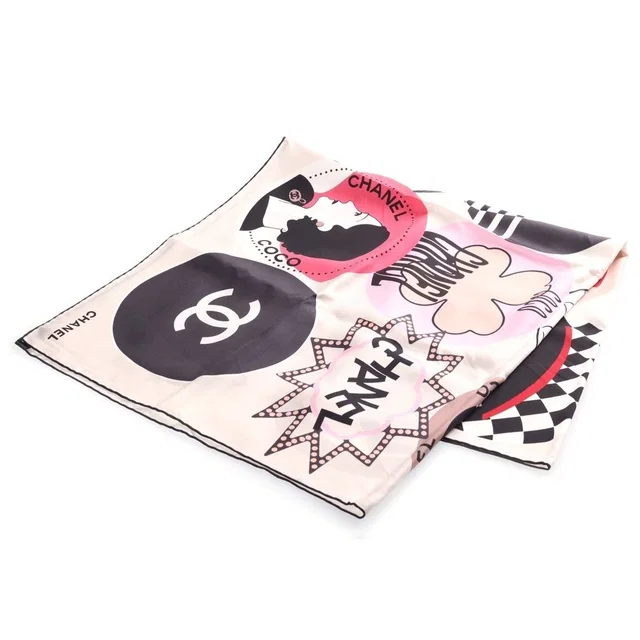 Chanel CC Logo Icon Scarf CC Silk White in White Silk from The Reluxe