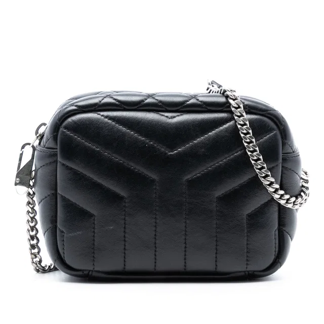 Black Saint Laurent Small Calfskin Loulou Bowling Bag in Black Calfskin from Designer Revival