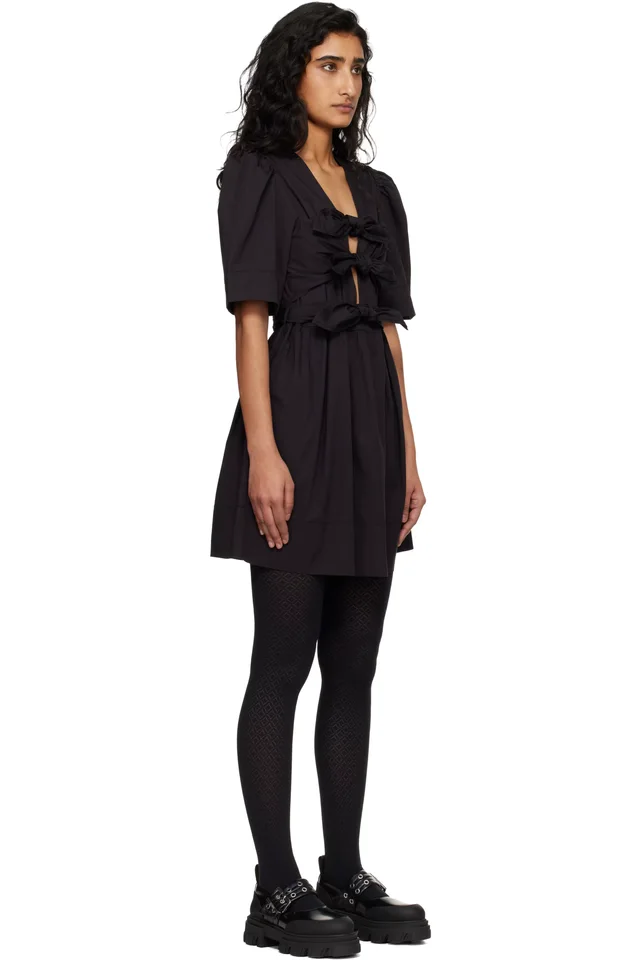 GANNI Black Cotton Minidress, photo 2 of 4 from SSENSE