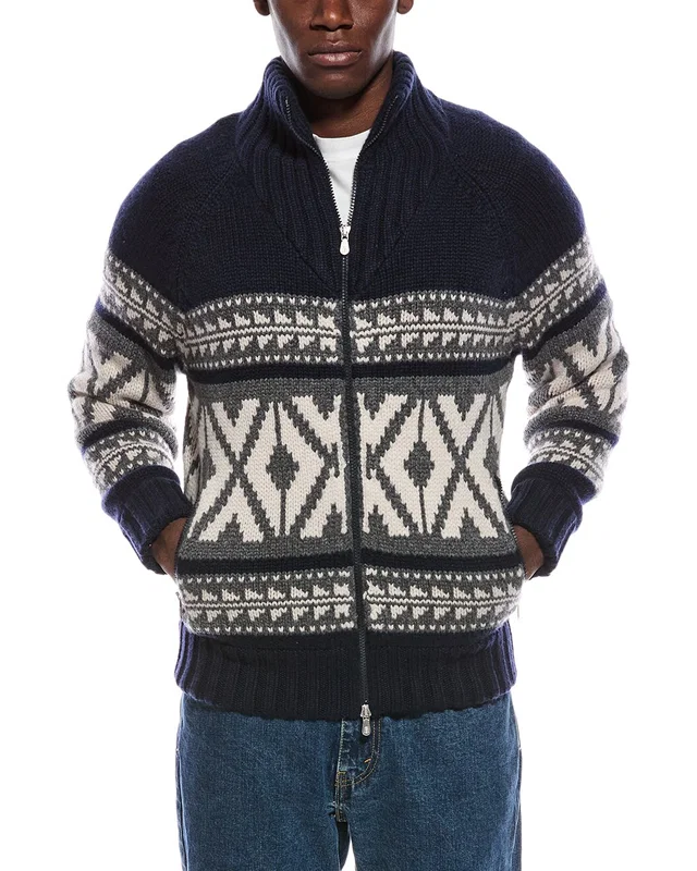 Brunello Cucinelli Cable 100% Cashmere Funnel Neck Cardigan, image 1 of 1 from Gilt