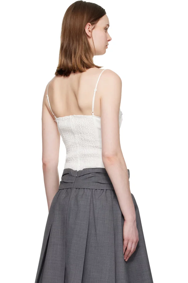 SHUSHU/TONG White Ruched Bustier Cami Bodysuit, photo 3 of 5 from SSENSE