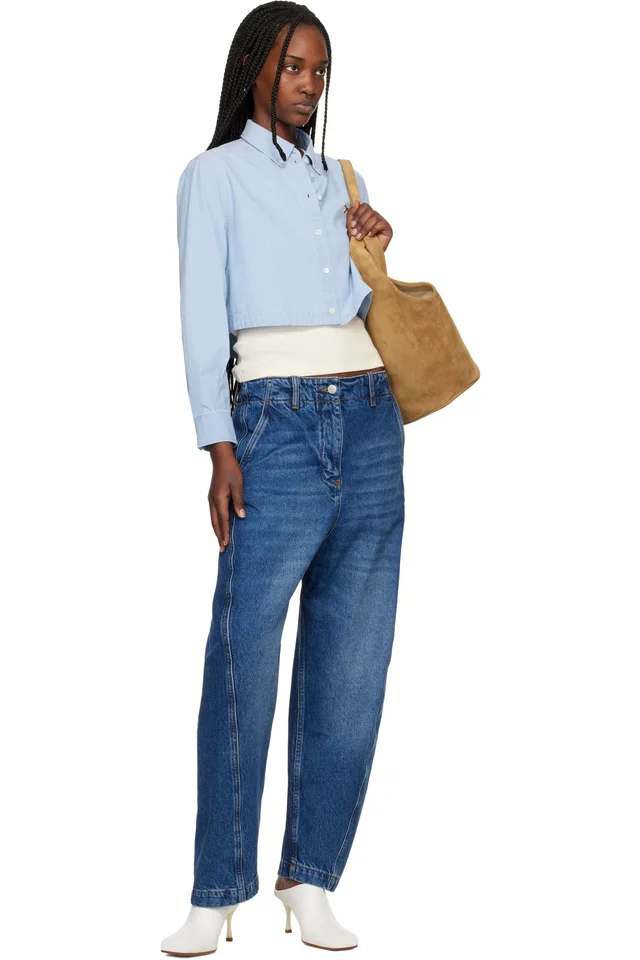 Maison Kitsuné Blue Baby Fox Cropped Shirt, photo 4 of 4 from SSENSE