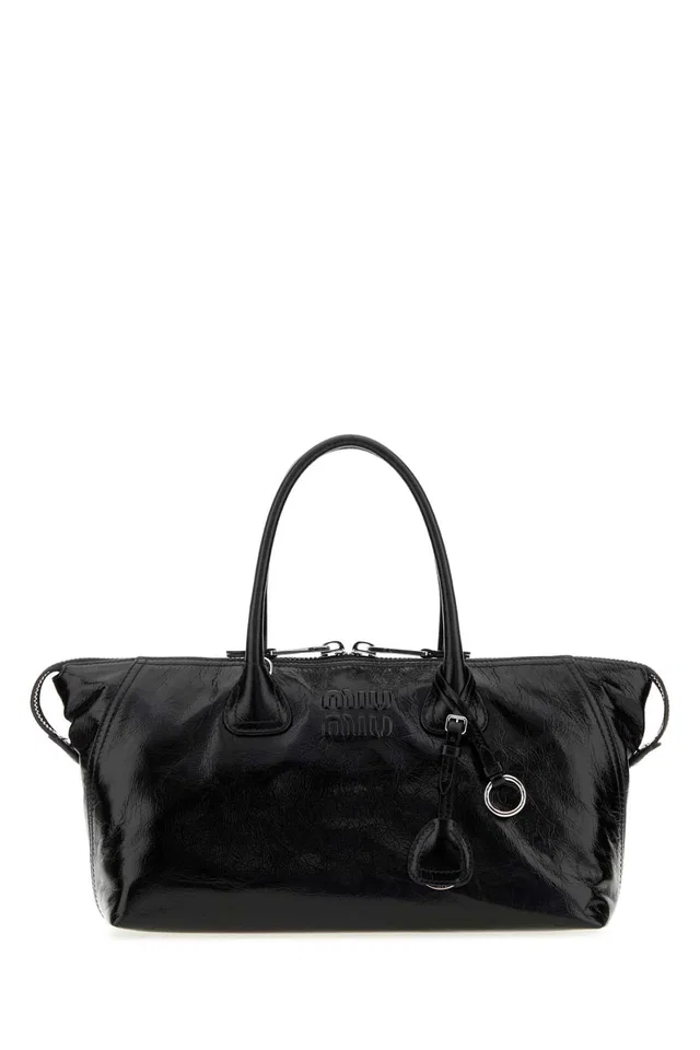 Miu Miu Vitello Leather Shoulder Bag — Black in Black Leather from HEWI