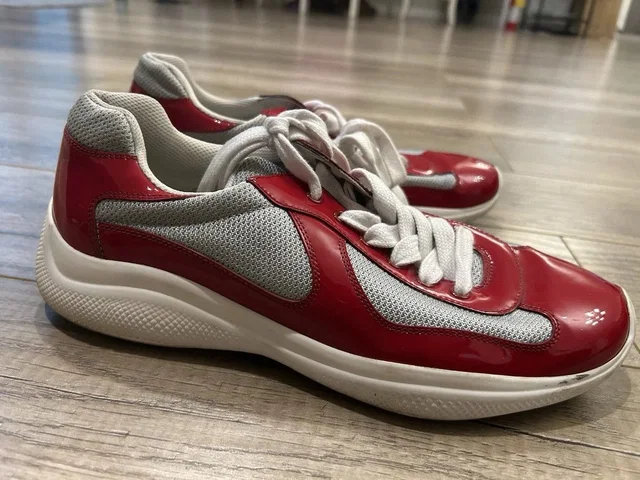Prada America's Cup Red Patent Leather 10.5 Silver Shoes in red Patent leather from Grailed