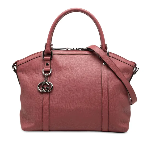 Pink Gucci Medium Calfskin GG Charm Dome Satchel in Pink Calfskin from Designer Revival