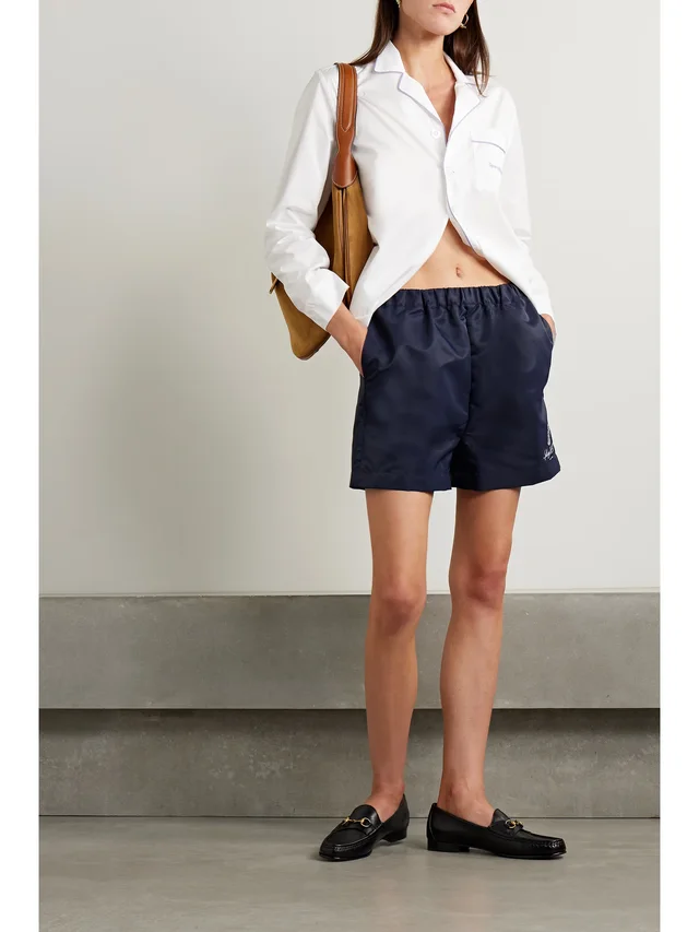 SPORTY & RICH Carter piped embroidered cotton-poplin shirt in White, photo 2 of 2 from NET-A-PORTER (Canada)