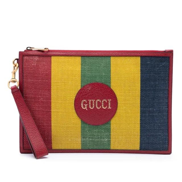 Multi Gucci Baiadera Canvas Striped Clutch in Canvas from Designer Revival