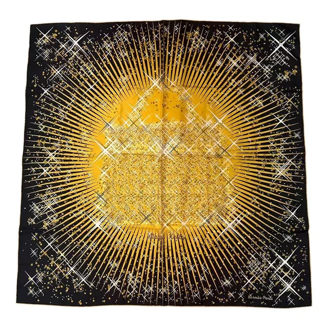 Hermès Carre 90 Scarf Silk Magic Kelly Black Yellow in Black Silk from The Reluxe