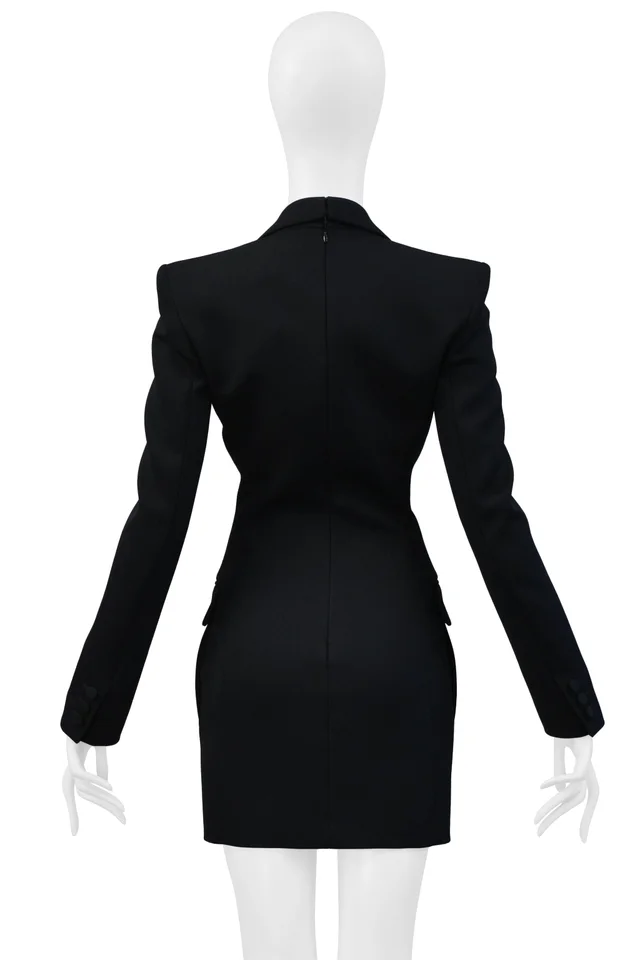 Valentino Garavani Black Tuxedo Dress in Black Satin from Resurrection Vintage, photo 2 of 2