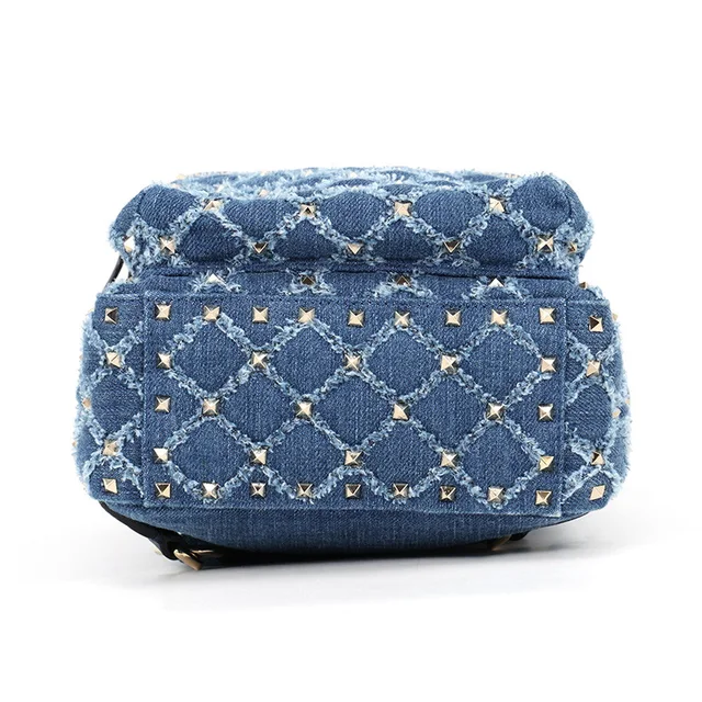 Valentino Garavani Studded Backpack Blue Denim in Blue Denim from GALLERY RARE, photo 2 of 2
