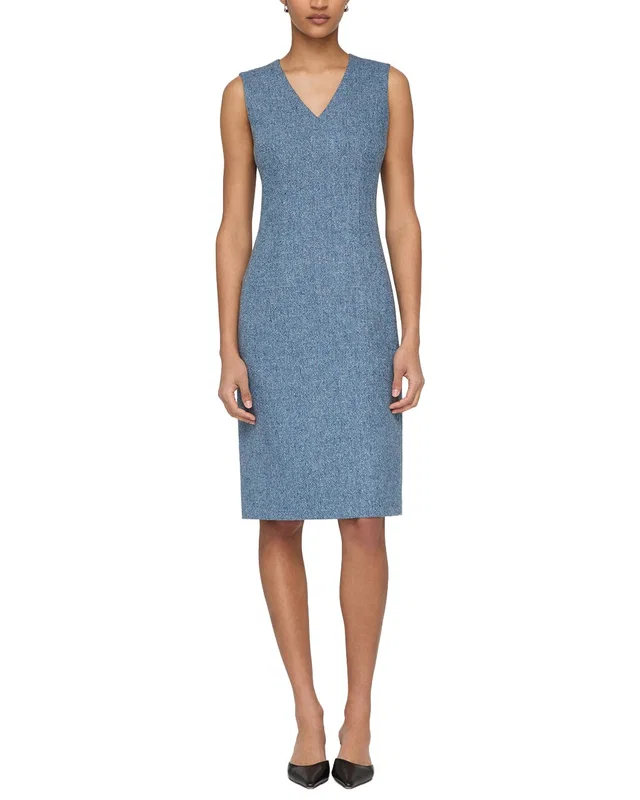 Lafayette 148 New York Plus V-Neck Sleeveless Wool & Silk-Blend Sheath Dress, image 1 of 1 from Rue La La
