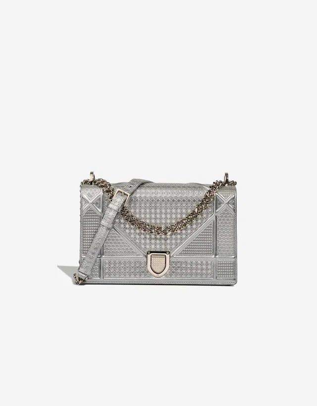 Dior Diorama Medium Calf Silver in Silver Calfskin from SACLÀB