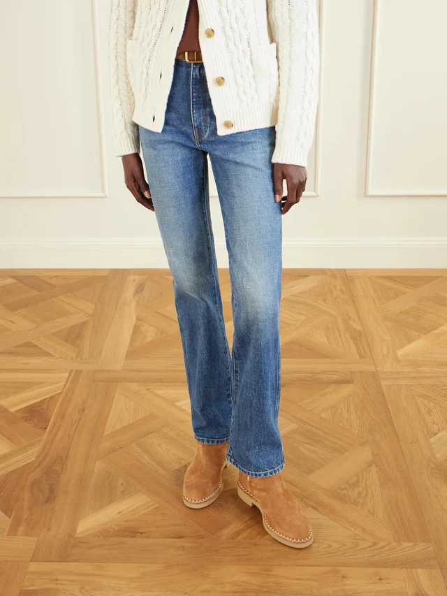 AQUAZZURA Megeve lace-detailed suede shearling-lined ankle boots in Beige, photo 2 of 2 from NET-A-PORTER (Canada)