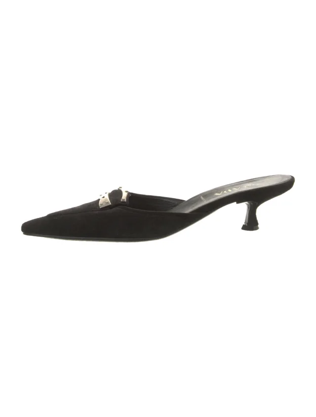 Prada Suede Mules in black Suede from The RealReal