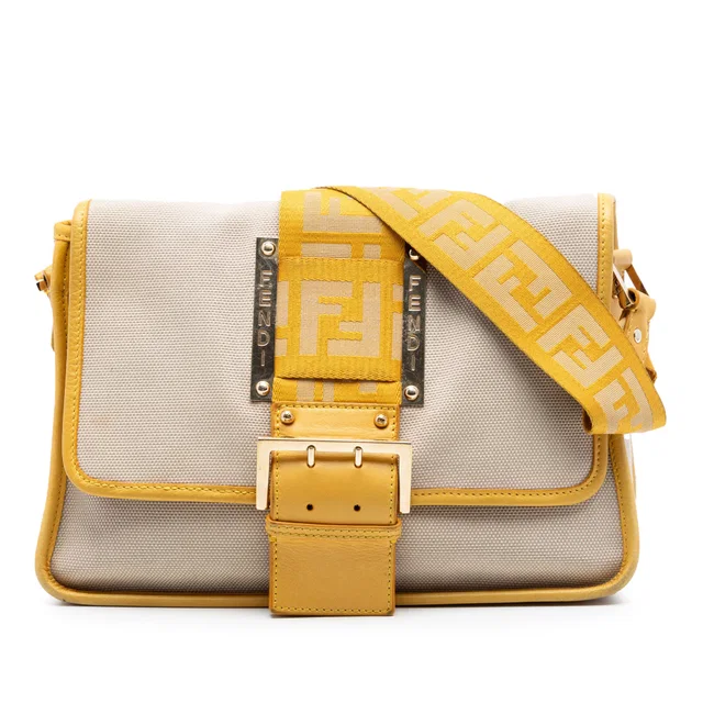 Beige Fendi Canvas Borsa Tape Shoulder Bag in Beige Canvas from Designer Revival