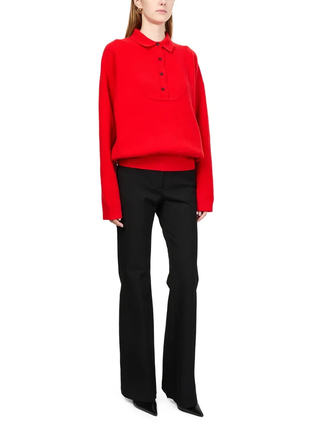 JACQUEMUS The Pallone vareuse-style knit in Red 89% merino wool, 10% cashmere, 1% polyamide, photo 2 of 6 from 24S (US)