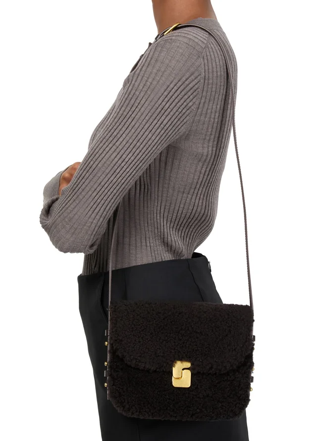 SOEUR Bellissima mini crossbody bag in Brown Main material: 100% lamb nappa, secondary material: 100% cowhide leather, lining: 100% cotton, photo 2 of 8 from 24S (US)