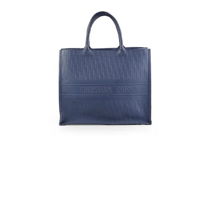 Dior Large Leather Book Tote Navy in Navy Leather from The Purse Affair