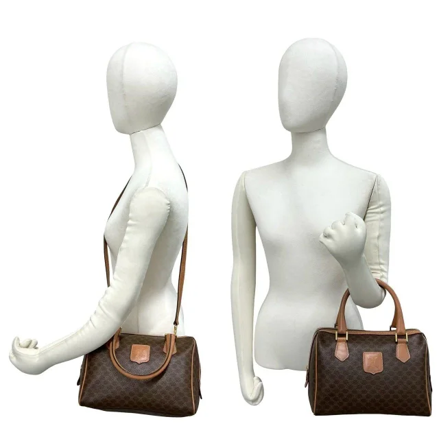 Celine Macadam Triomphe Leather 2way Shoulder Bag in Brown Leather from LuxUness, photo 2 of 13