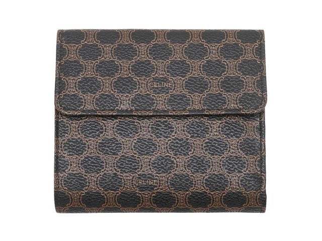 Vintage Black & White Celine Macadam Folding Wallet in Black Leather from Designer Revival