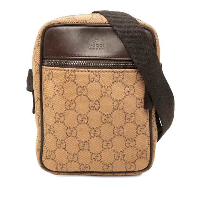 Brown Gucci GG Canvas Crossbody in Brown Canvas from Designer Revival