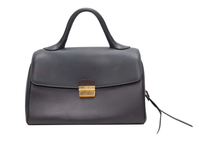 Navy Celine Leather Bowler Bag in Navy Leather from Designer Revival
