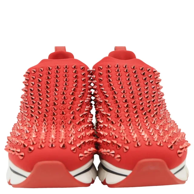 Christian Louboutin Spike Sock Neoprene Sneakers Red in Red from Dallas Designer Handbags