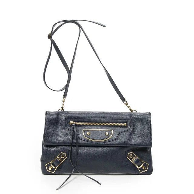 Balenciaga Envelope Clutch Navy Gray Leather in Navy Leather from The Reluxe