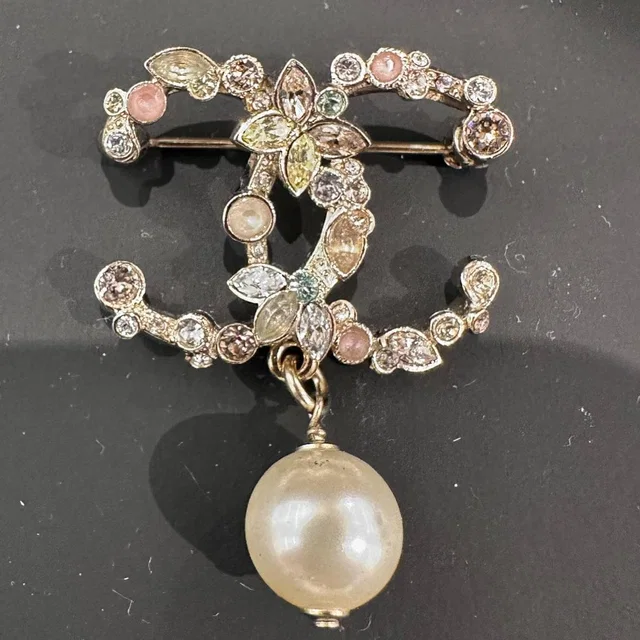 Chanel CC Colour Crystal & Pearl Brooch from Luxury Promise