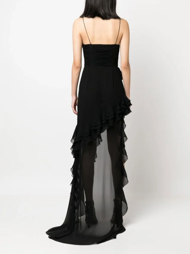 Alessandra Rich Ruffles Detail Silk Georgette Evening Dress, photo 3 of 4 from Balardi