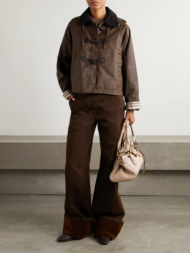 BARBOUR Myra leather-trimmed cotton hooded jacket, photo 2 of 2 from NET-A-PORTER (Canada)