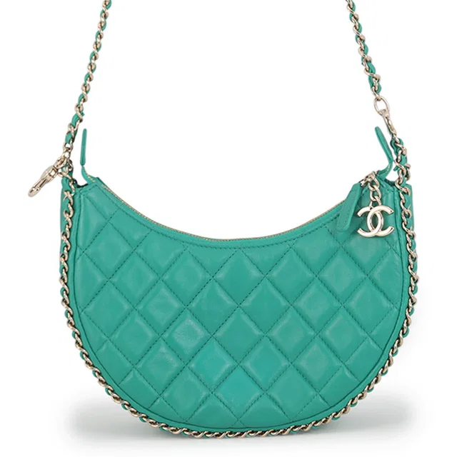 Chanel Matelasse ChainShoulder Bag GreenAS3917 Lambskin Size Small in Lambskin from GALLERY RARE