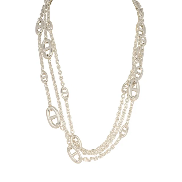 Hermès Farandole Rope Necklace 160cm Sterling Silver Hardware from Madison Avenue Couture