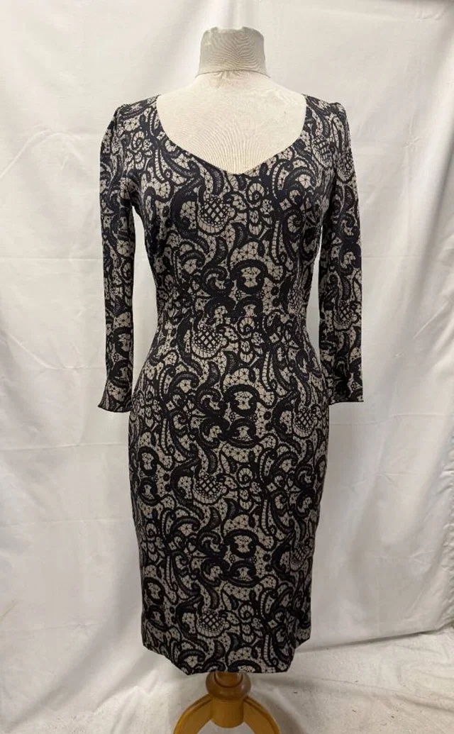 Dolce & Gabbana Floral Midi Dress Black Size: 12 in Black Silk from Oxfam Online Shop