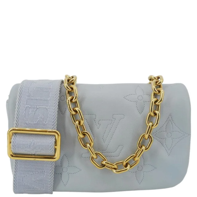 Louis Vuitton Calfskin Bubblegram Leather Wallet on Strap Bag Light Blue in Blue Calfskin from Dallas Designer Handbags