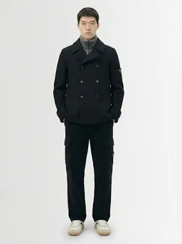 Stone Island Double-breasted jacket with collar in 0% Virgin Wool, 0% Polyurethane, photo 2 of 6 from LUISAVIAROMA