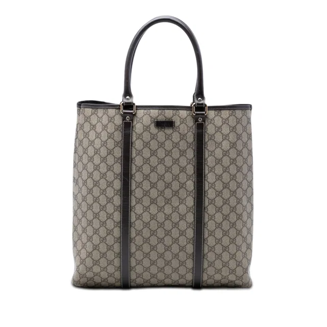 Beige Gucci GG Supreme Joy Vertical Tote in Beige Coated canvas from Designer Revival