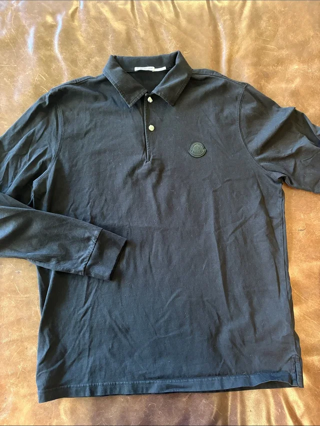Moncler Long Sleeve Polo With Subtle Logo in black from Poshmark