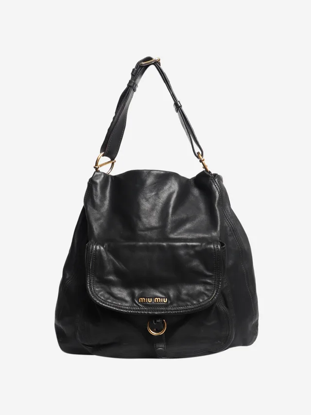 Miu Miu Black leather shoulder bag in Black Leather from Sign of the Times