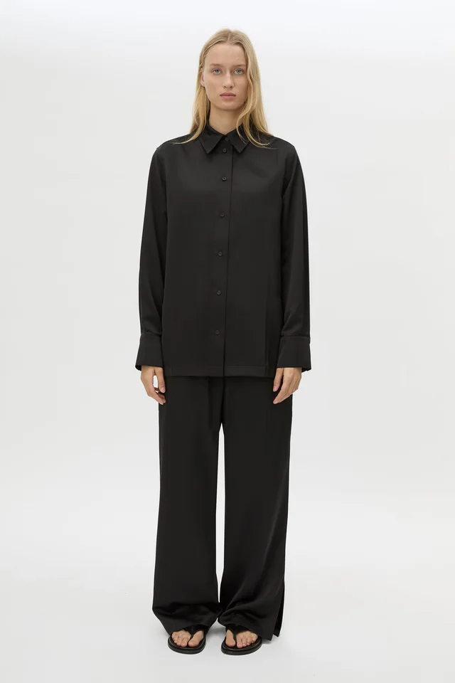 C&M CAMILLA AND MARC SALE Ground Satin Long Sleeve Shirt in Black from Camilla and Marc, photo 1 of 1