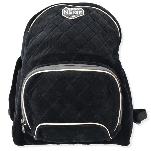 Chanel Coco Neige Front Pocket Quilted Velvet Backpack Bag Black in Black Velvet from Dallas Designer Handbags