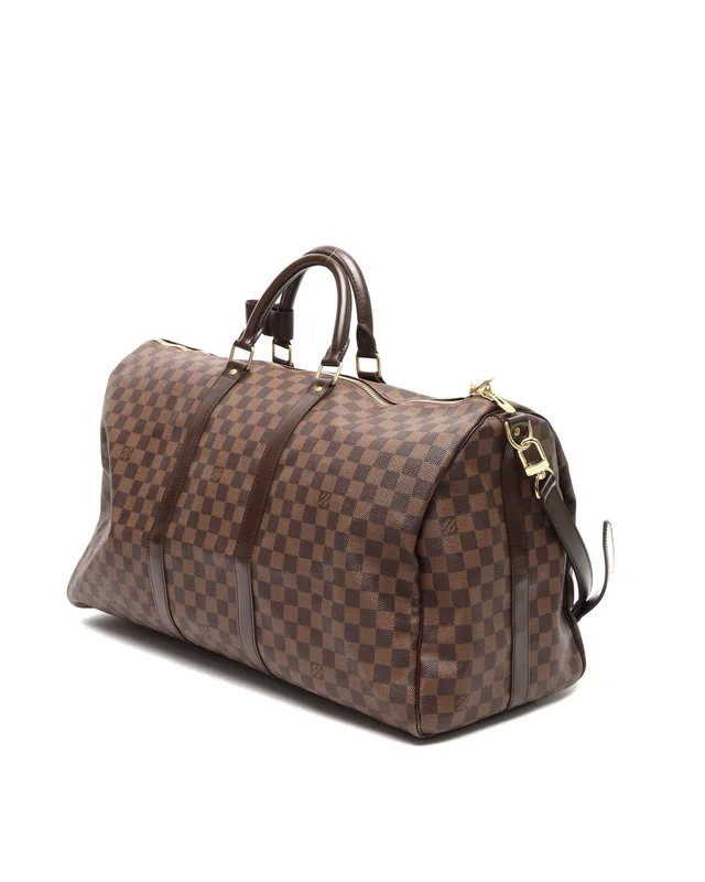 Louis Vuitton Damier Ebene Keepall Bandoulière 55 Weekend Bag in Brown Canvas from A Retro Tale, photo 3 of 11