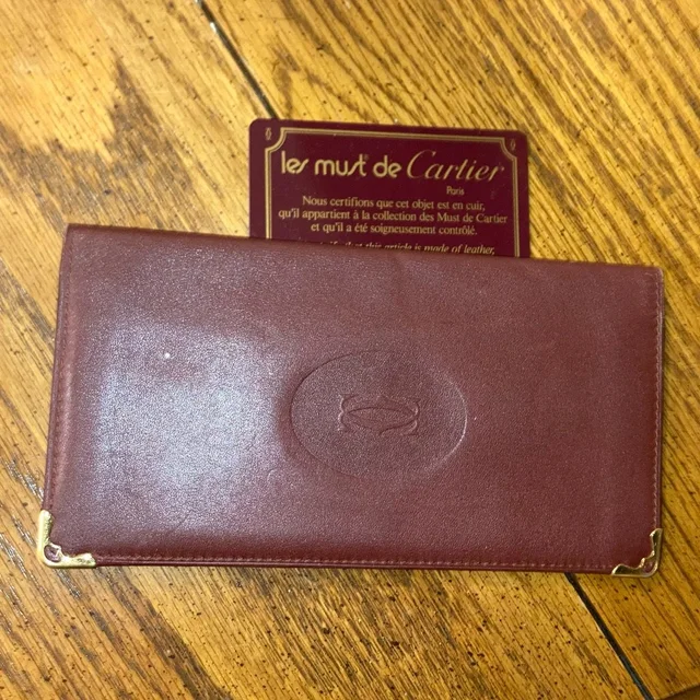 Cartier Bordeaux Bifold Long Leather Wallet With Card in brown|gold|red Leather from Poshmark