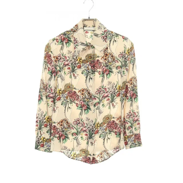 Gucci Floral Long Sleeve Beige Silk Shirt Multicolor in Beige Silk from The Reluxe