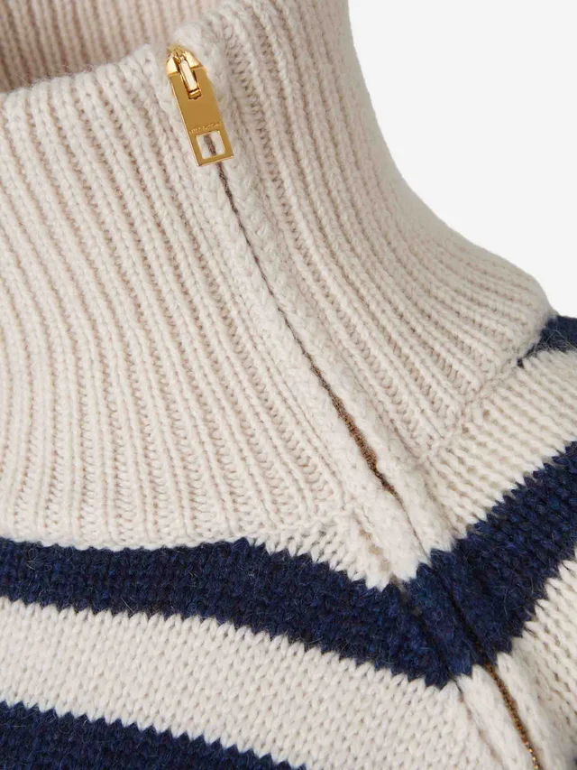 Nili Lotan Striped zip-neck knit sweater, photo 3 of 4 from SENSER