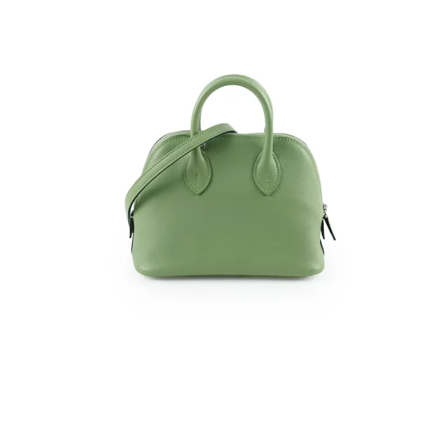 Hermès Mini Bolide Vert Criquet PHW Evercolor Z Stamp in Green from The Purse Affair