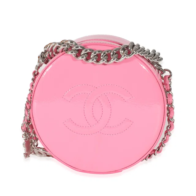 Chanel Pink Glazed Calfskin Round As Earth Bag Patent Leather Handbag in Pink Calfskin from HEWI