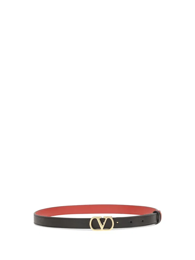 Valentino Garavani Vlogo Belt — Black Calf Leather in Black Calfskin from HEWI