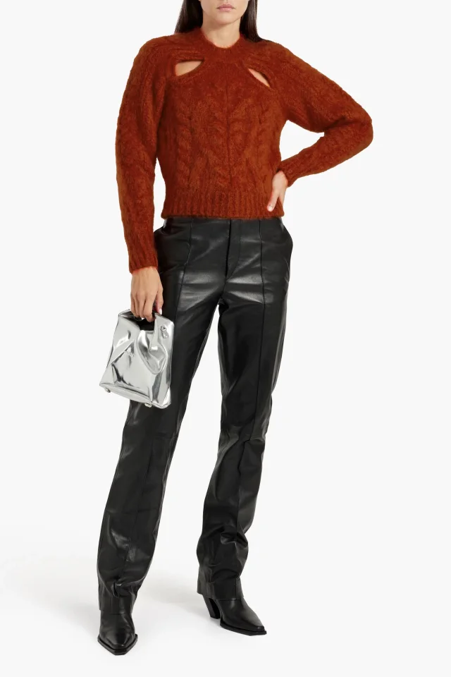 Isabel Marant Palima Cutout Cable-Knit Mohair-Blend Sweater in Orange, photo 2 of 4 from THE OUTNET