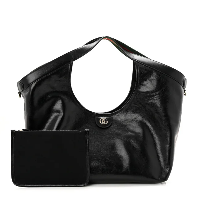 Gucci Soft Glossy Calfskin Large Giglio Tote Black in Black Calfskin from FASHIONPHILE, photo 3 of 10